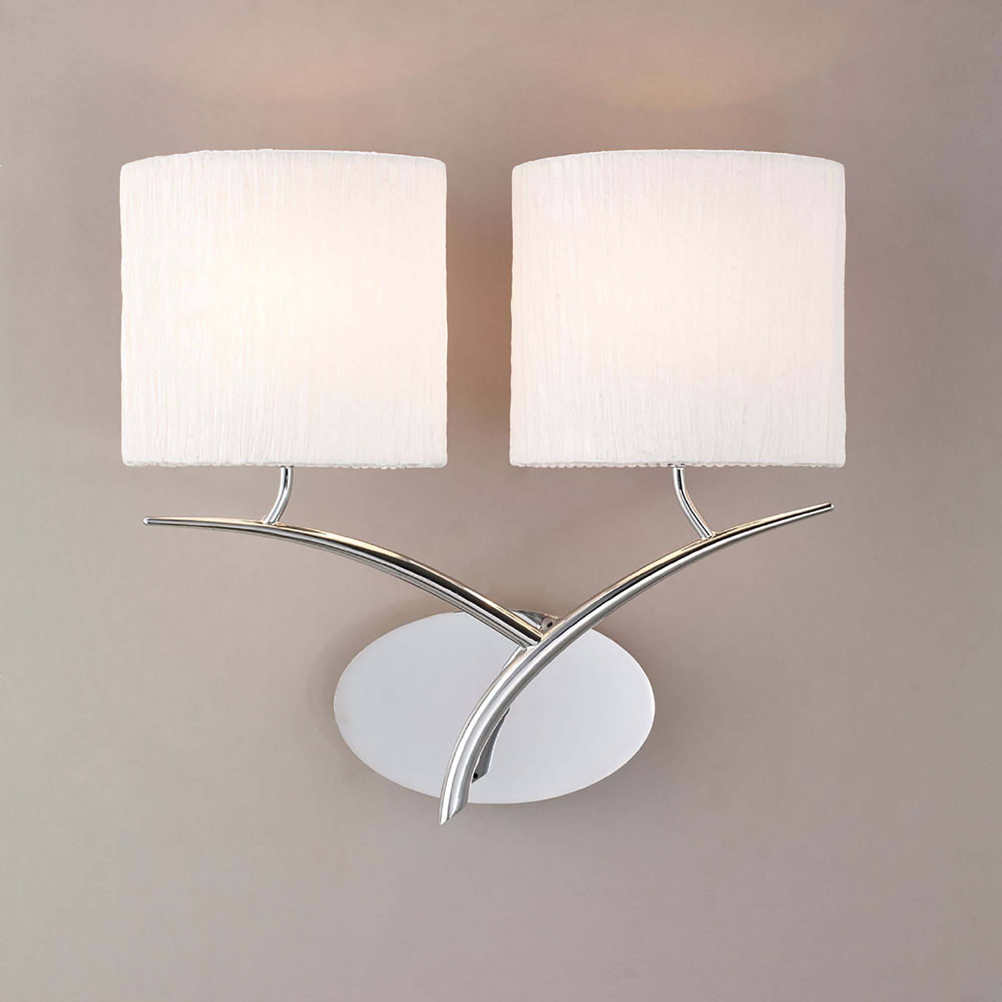 Eve Polished Chrome-White Wall Lights Mantra Armed Wall Lights